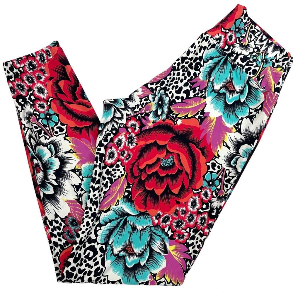 Liquido Wardy Floral Cheetah Crop Leggings Women's Size M Medium